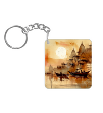 Load image into Gallery viewer, Varanasi Ghat-Ink Painting-Key Chain
