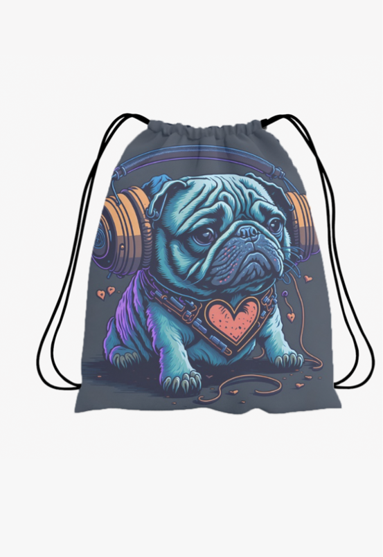 Pug Music-Drawstring Bag