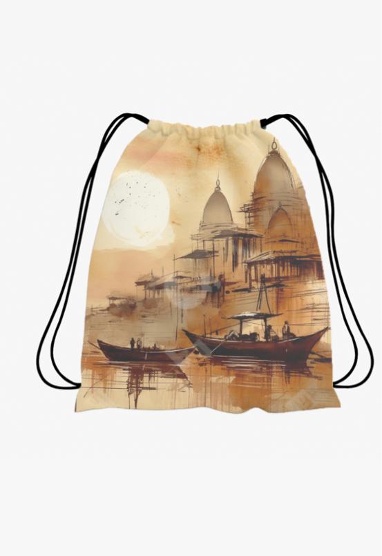 Varanasi Ink Painting-Drawstring Bag