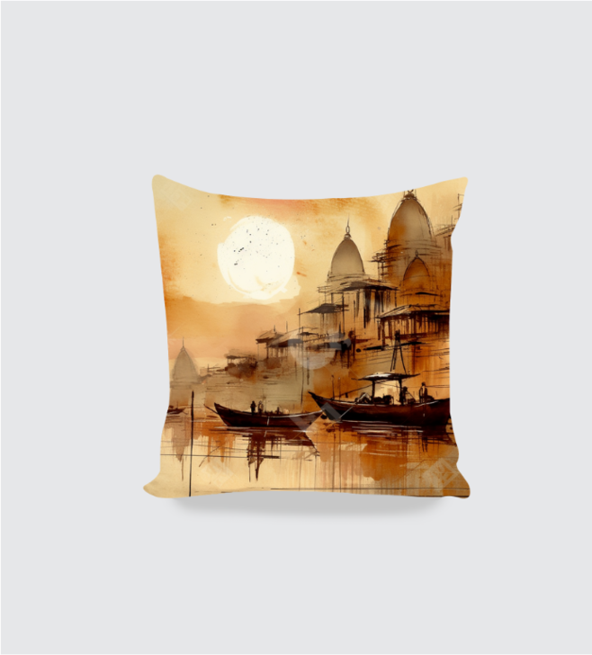 Pillow Cover-Varanasi Ghat