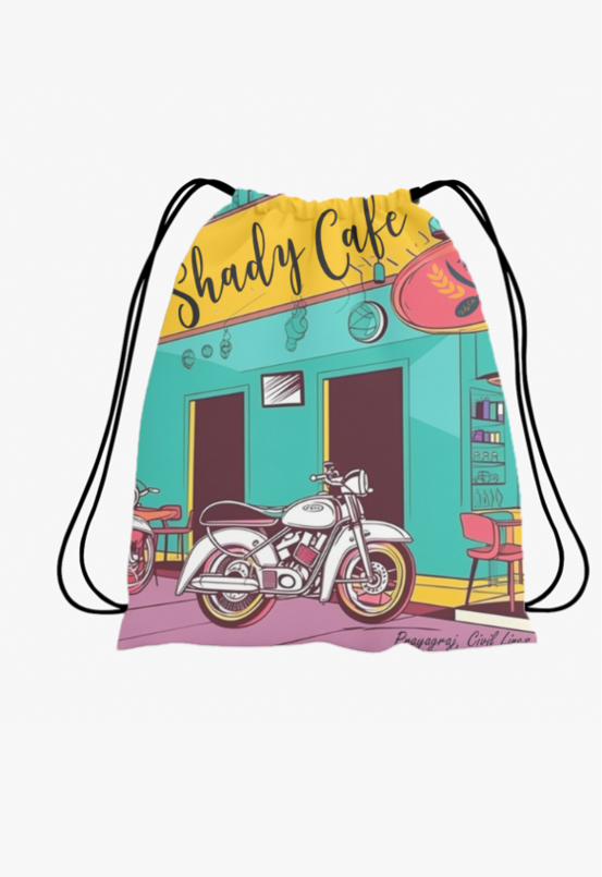 Shady Cafe-Drawstring Bag